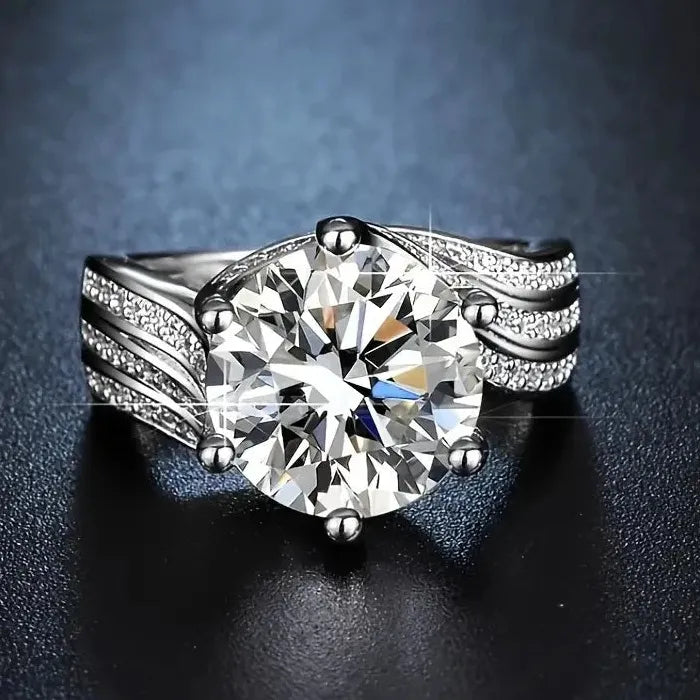 Classic Gold Color Metal Ring for Women White Zircon Wedding Proposal Gift