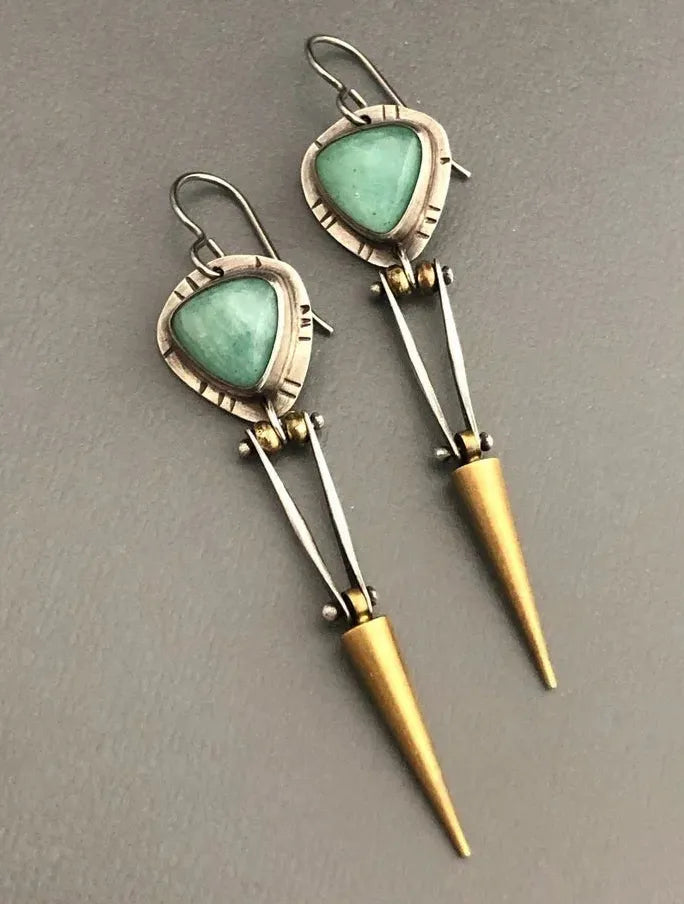 Handmade Boho Resin Drop Hook Earrings Women Ancient Design Gift