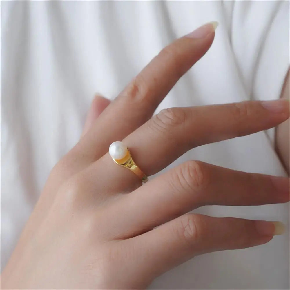 18K Gold Plated Zircon Wedding Ring for Women Stainless Steel Geometric Band