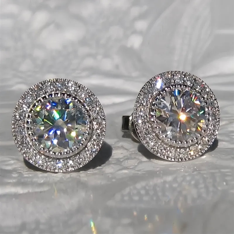 Dainty Small Round Cubic Zirconia Stud Earrings for Women Simple Elegant Daily Wear Jewelry