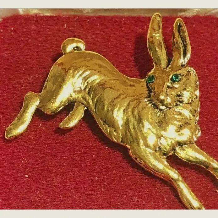 Vintage Art Deco Rabbit Brooch Pin Small Enamel Animal Jewelry Gift
