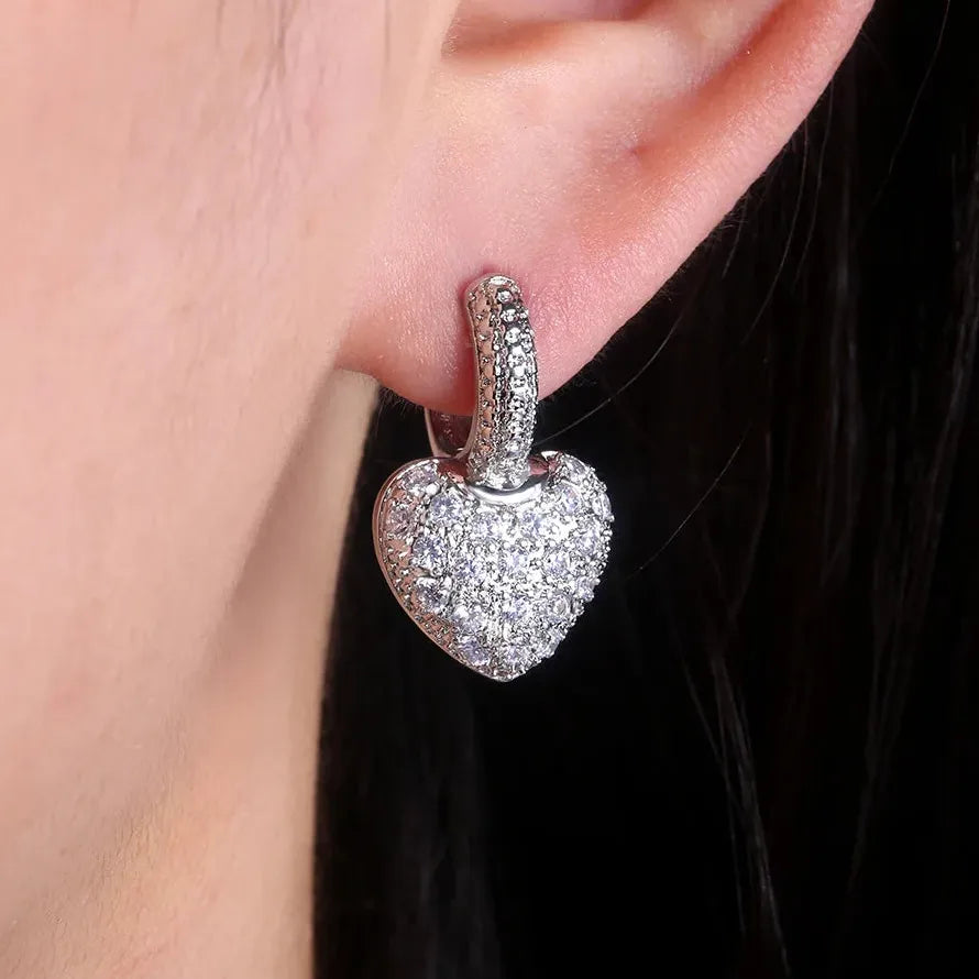 Gold Color Hollow Hoop Earrings for Women Paved CZ Stone Luxury Jewelry