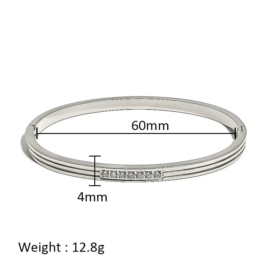 Waterproof Stainless Steel Multicolor Crystal Zirconia CZ Bangle Bracelet Women