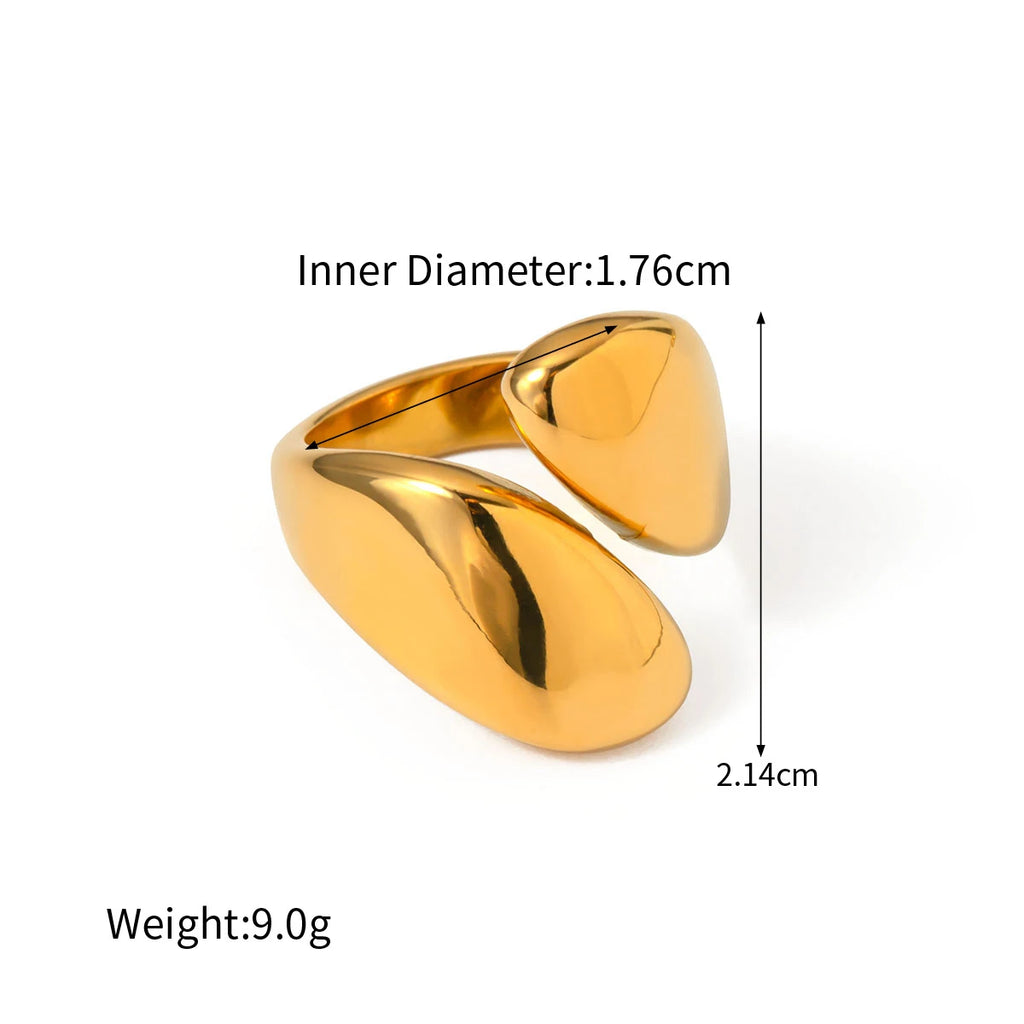 18k Gold Plated Geometric Chunky Stainless Steel Ring Unisex Gift