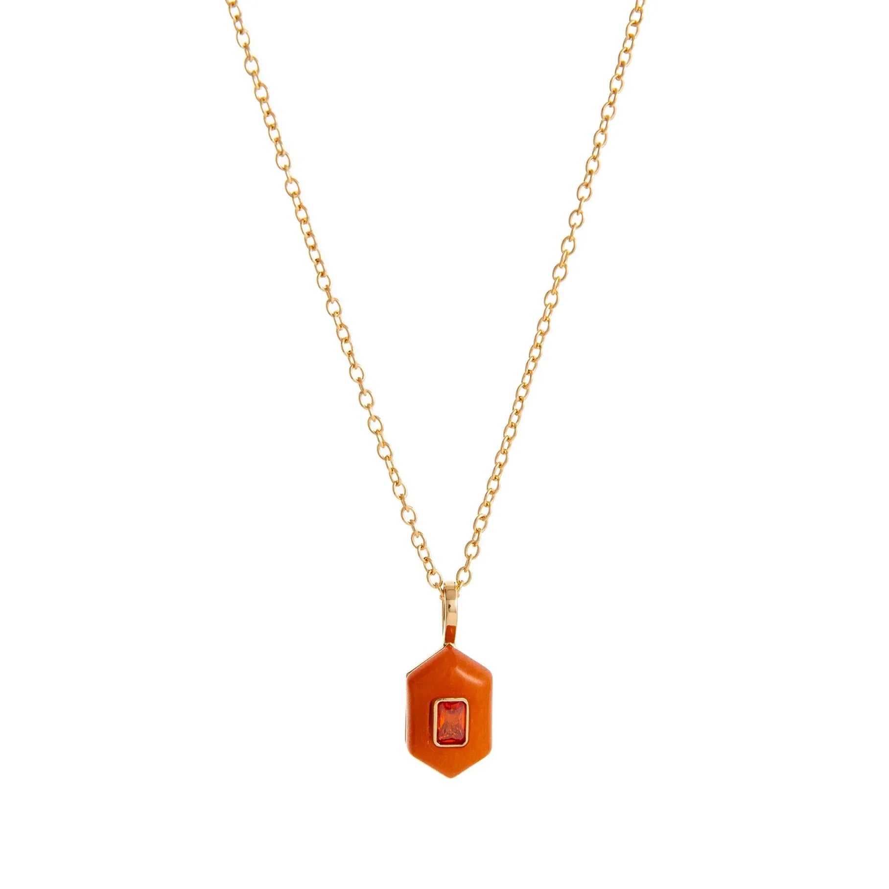 18K Gold Plated Stainless Steel Oval Multicolor Zircon Pendant Necklace Choker