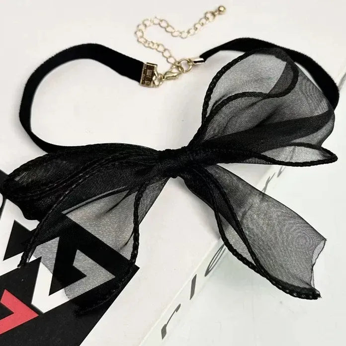 Adjustable Black Lace Bow Choker Necklace Elegant Romantic Jewelry Gift