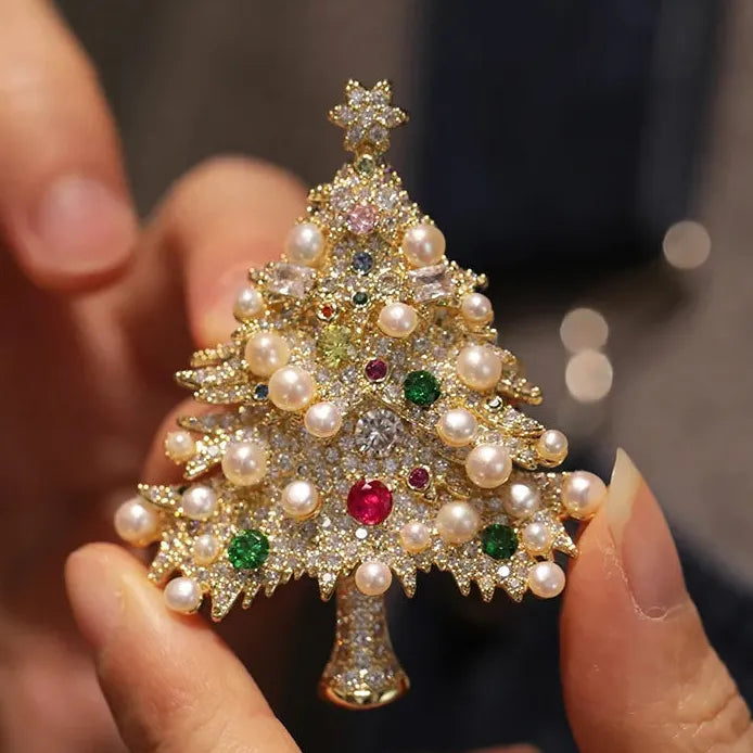 Luxury Christmas Tree Brooch Pin Classic Style Jewelry Gift for Women