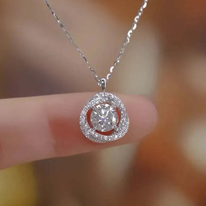 Sparkling CZ Geometric Pendant Necklace Brass Luxury Wedding Jewelry