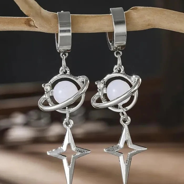 Zinc Alloy Cross Neptune Drop Earrings for Women Gothic Punk Y2K Gift