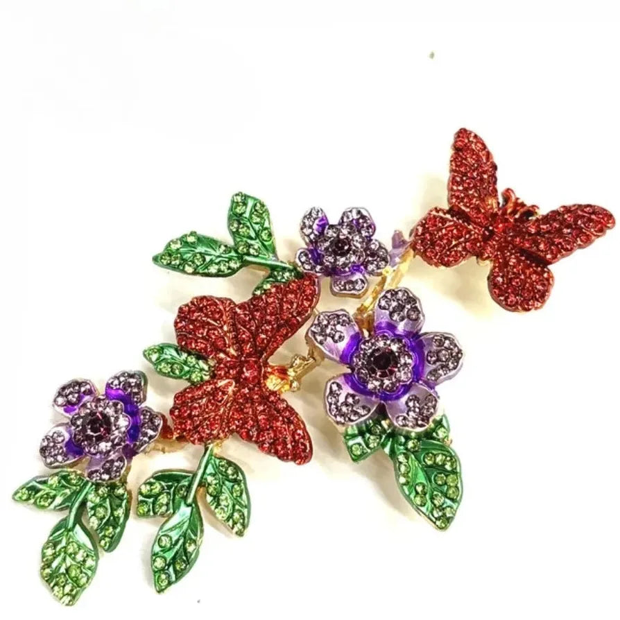 Classic Butterfly Flower Brooch Wedding Gift for Men and Women