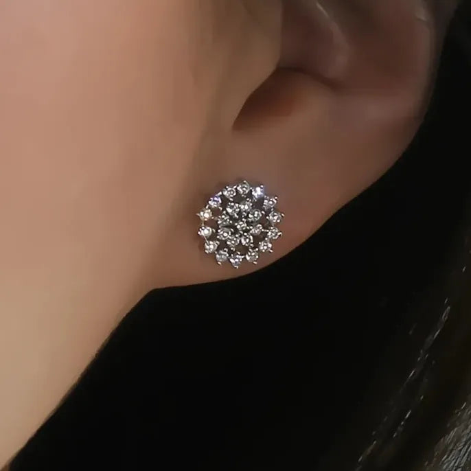 Geometric Cubic Zirconia Stud Earrings for Women in Copper Alloy
