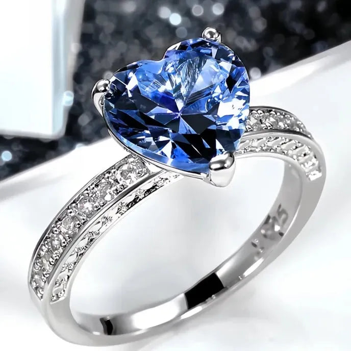 Luxury Women’s Heart Solitaire Engagement Ring AAA Pink Cubic Zirconia Brass Wedding Band Gift