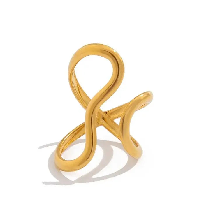 Minimalist Stainless Steel Geometric Open Ring for Women Gold Tone Gift Jewelry