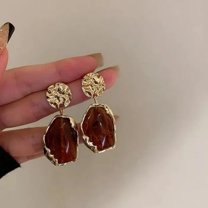 Korea 2026 Geometry Animal Zinc Alloy Resin Stud Earrings for Women Gift