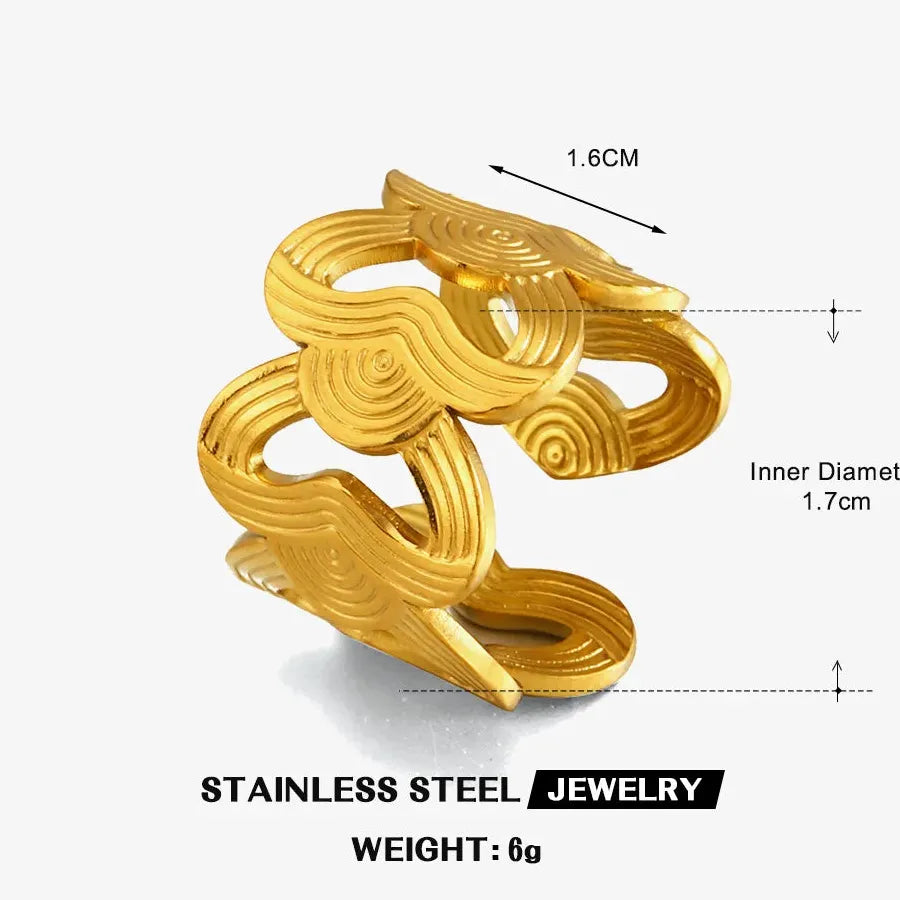 Stainless Steel Heart Opening Rings for Men Women Romantic Couple Jewelry Gift