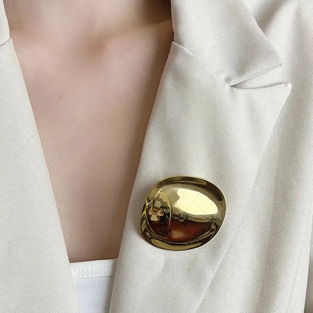 Minimalist Geometric Zinc Alloy Round Brooch Pin Unisex Jewelry