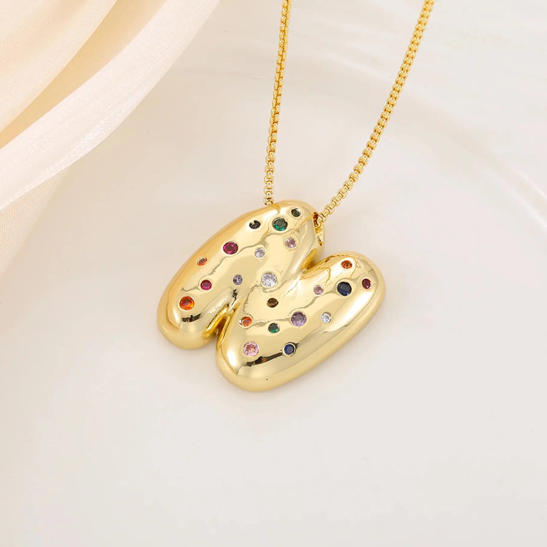 18K Gold Plated A-Z Letter Pendant Necklace for Women Gift Cubic Zirconia