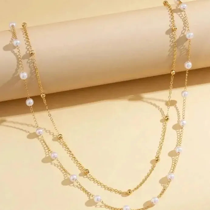 Double Layer Pearl Waist Chain Bikini Body Jewelry for Women Summer Beach