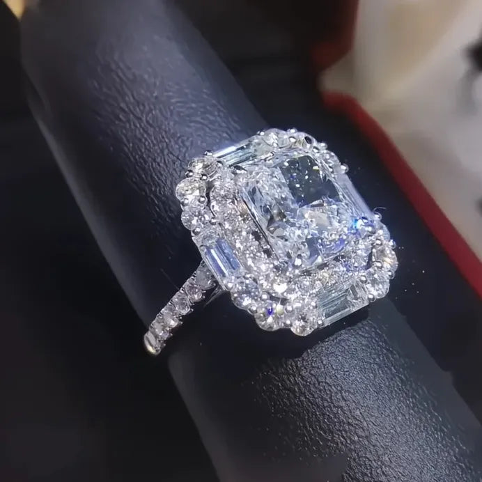 Elegant Geometric Cubic Zirconia Brass Wedding Ring for Women Anillo