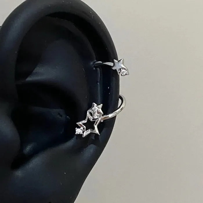 Star Spiral Planet Stainless Steel Ear Bone Stud Earrings for Women