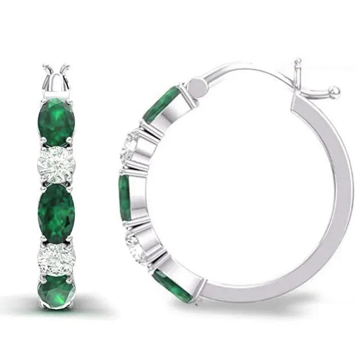 Geometric Zirconia Hoop Earrings for Women Brass Trendy Party Jewelry