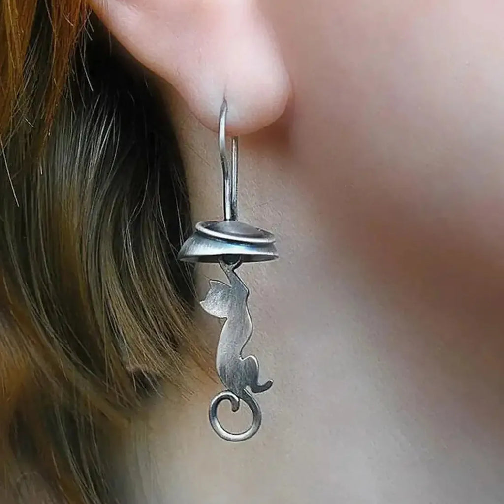Vintage Bohemian Zinc Alloy Cat Earrings Women’s Drop Animal Pendant Jewelry