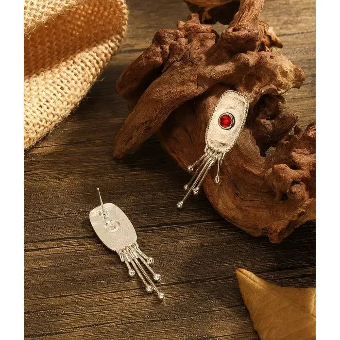 Vintage Ethnic Antique Zinc Alloy Metal Drop Earrings Women Punk Handmade Dangle