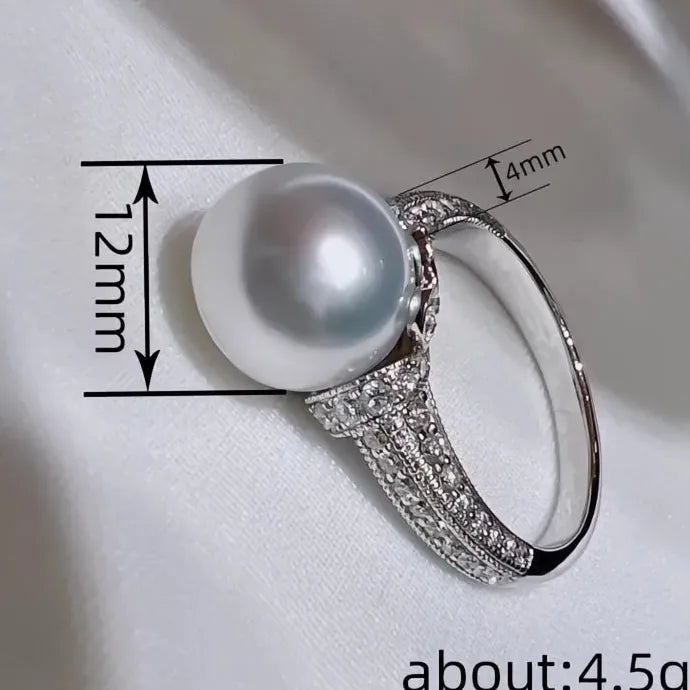 Imitation Pearl Ring with Cubic Zirconia Brass Wedding Gift for Women