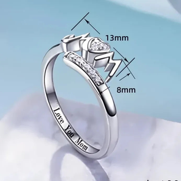 Elegant Romantic MOM Women’s Brass Ring with Sparkling CZ Inlay Gift
