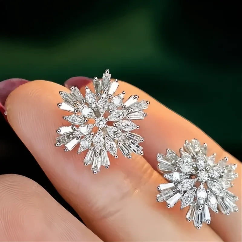 Sparkling Cubic Zirconia Stud Earrings for Women Wedding Party Fashion Jewelry Accessories