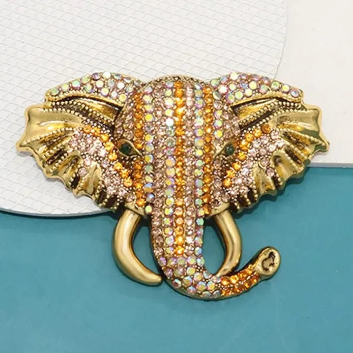 Elephant Rhinestone Brooch Lucky Animal Pin Classic Jewelry Gift