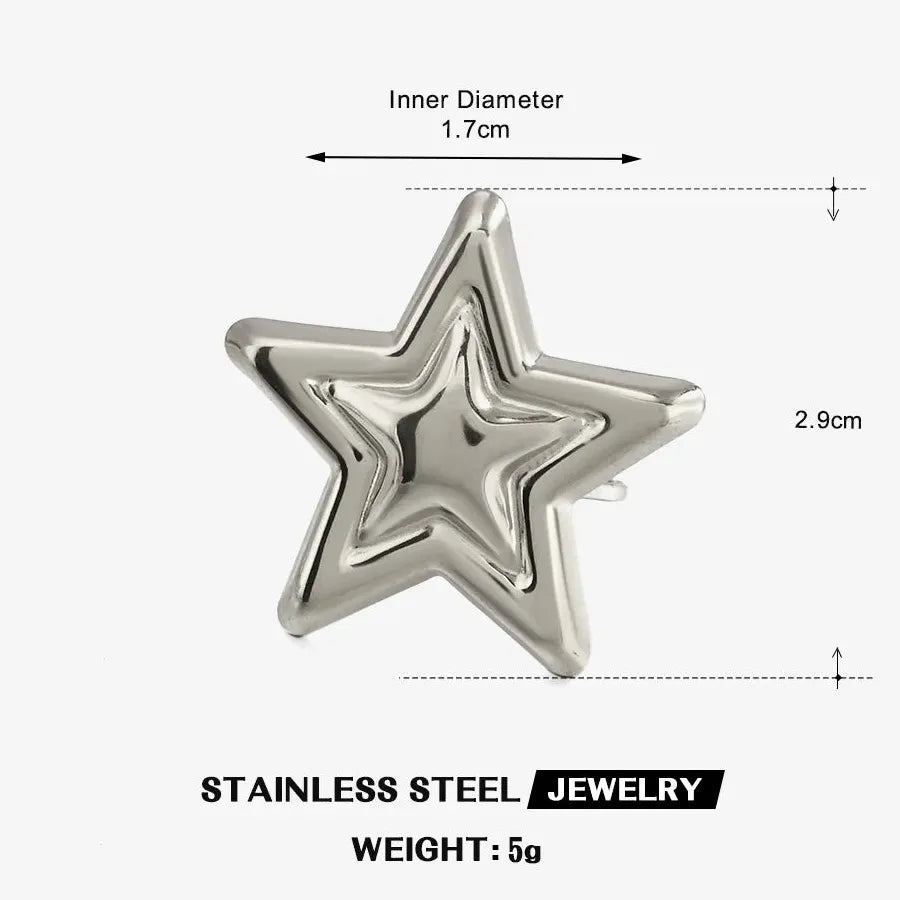Unisex Stainless Steel Large Five-Pointed Star Ring Minimalist Jewelry Accessory