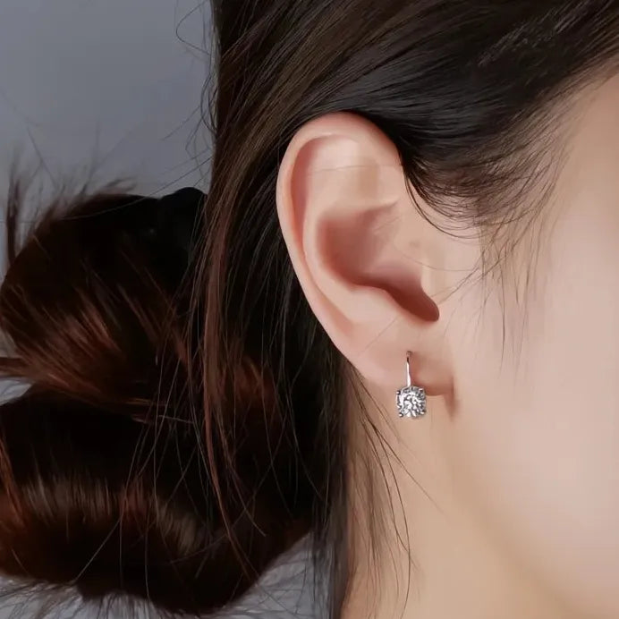 Silver Geometric U Hoop Earrings with Cubic Zirconia Sparkle for Women