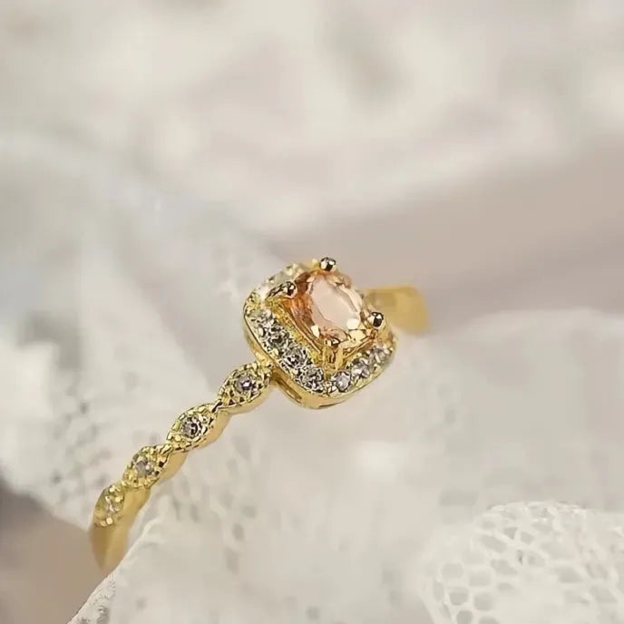 Unique Orange Cubic Zirconia Wedding Rings for Women, Silver & Gold Color, Elegant Fashion Jewelry 2023