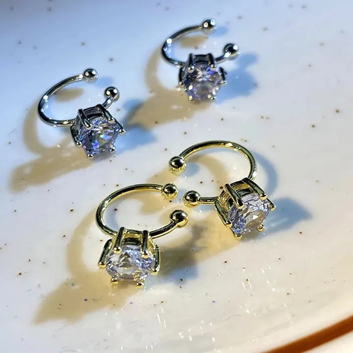 2026 Zircon Geometric Clip Earrings for Women Zinc Alloy No Piercing