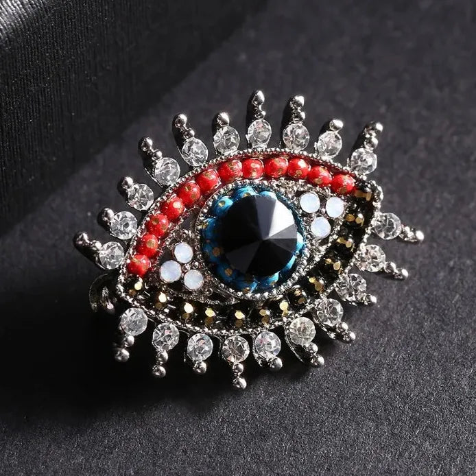 Luxury Sparkling Devil Eyes Brooch Pin for Women Men Classic Style