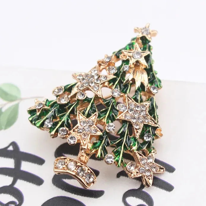 Luxury Classic Christmas Tree Brooch for Men and Women Gift