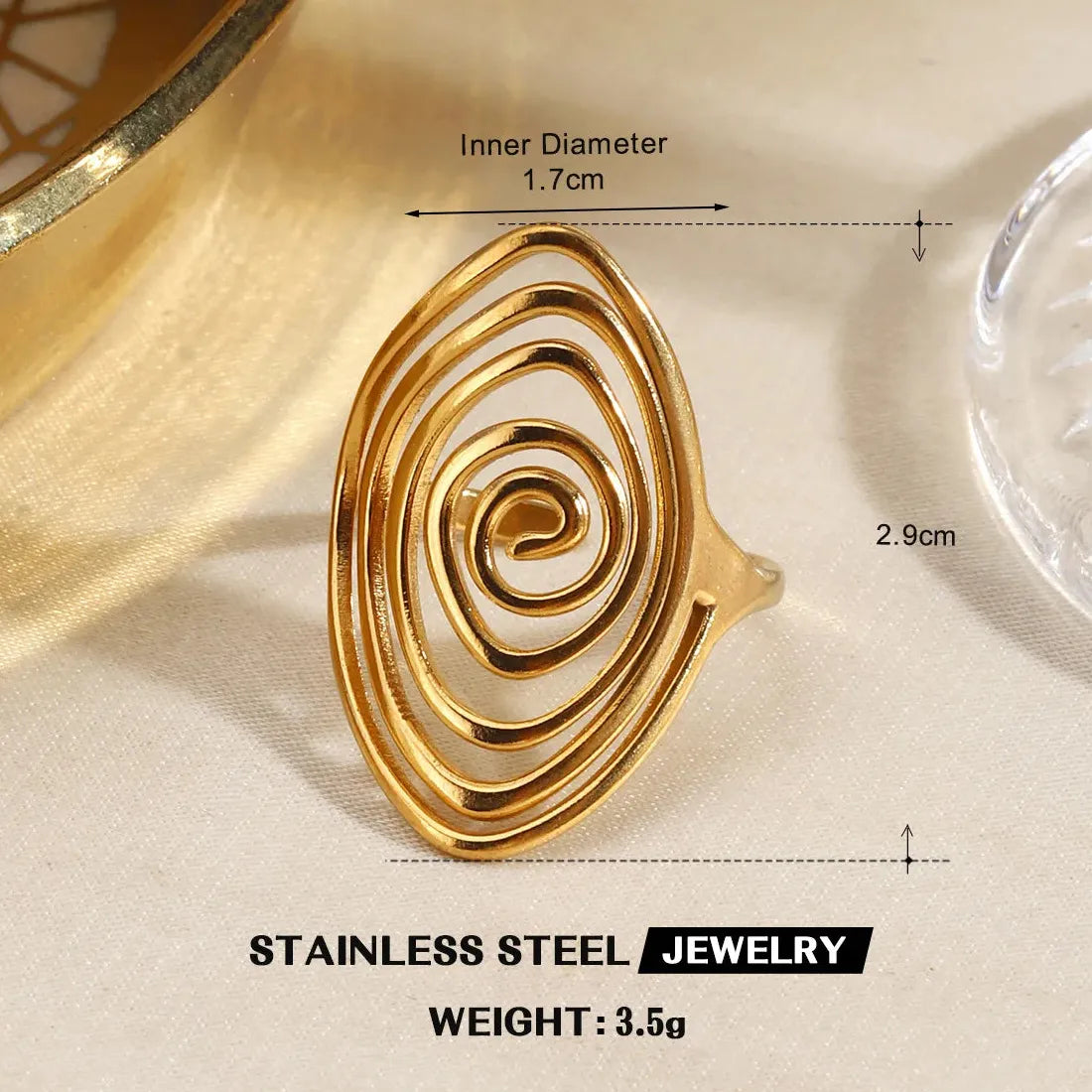 Butterfly Leaf Heart-Shaped 18K Gold Stainless Steel Ring Waterproof Gift Jewelry