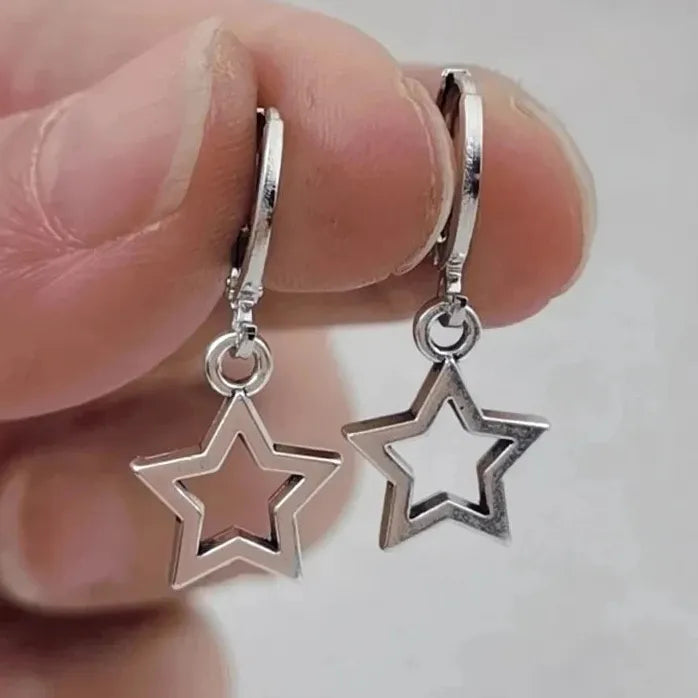 Goth Vintage Pink Strawberry Heart Star Bowknot Pendant Earrings EMO Y2K Fashion