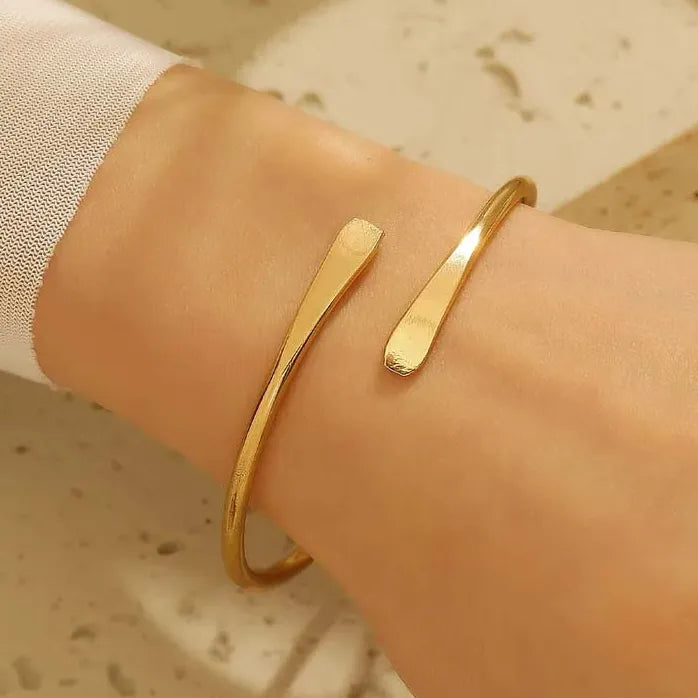 Adjustable Gold Color Geometric Metal Cuff Bracelet for Women Men Gift