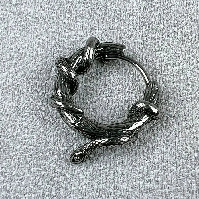 Vintage Black Snake Hoop Earrings Punk Rock Animal Jewelry for Men Women