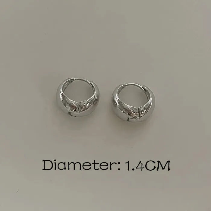Copper Thick Geometric Hoop Earrings for Women Small Huggie 10/14/16MM