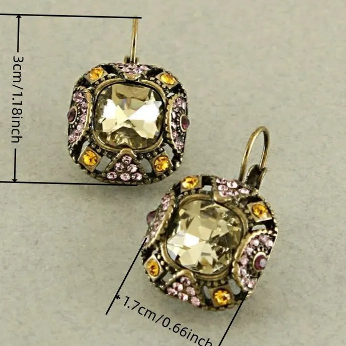 Elegant Imitation Crystal Geometric Drop Earrings for Women Party Jewelry Gift