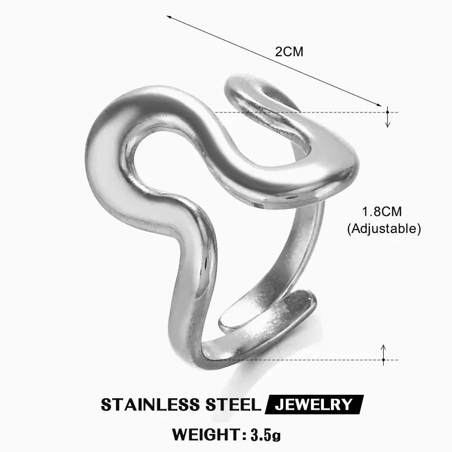 18K Gold Plated Stainless Steel Women's Vintage Geometric Cocktail Ring Jewelry