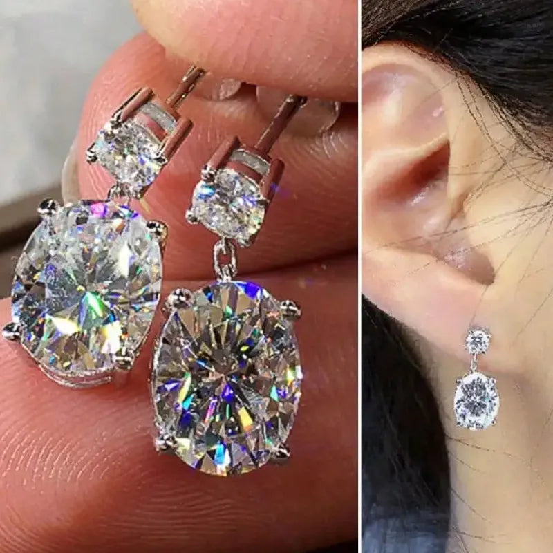 Geometric Zirconia Drop Earrings for Women Girls Copper Metal Jewelry Gift