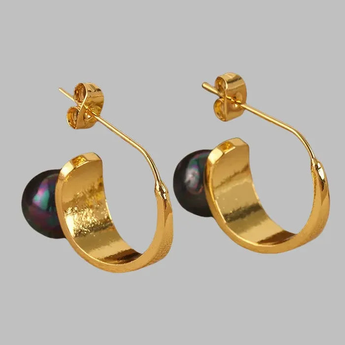 Gold Color Geometry Imitation Pearl Drop Earrings for Women Fashion Jewelry