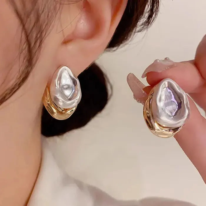 Vintage Stainless Steel Geometric Droplet Stud Earrings for Women