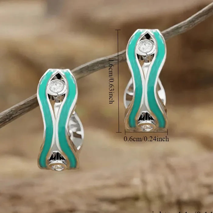 Vintage Bohemian Epoxy Resin Inlaid Copper Drop Earrings Geometric Jewelry