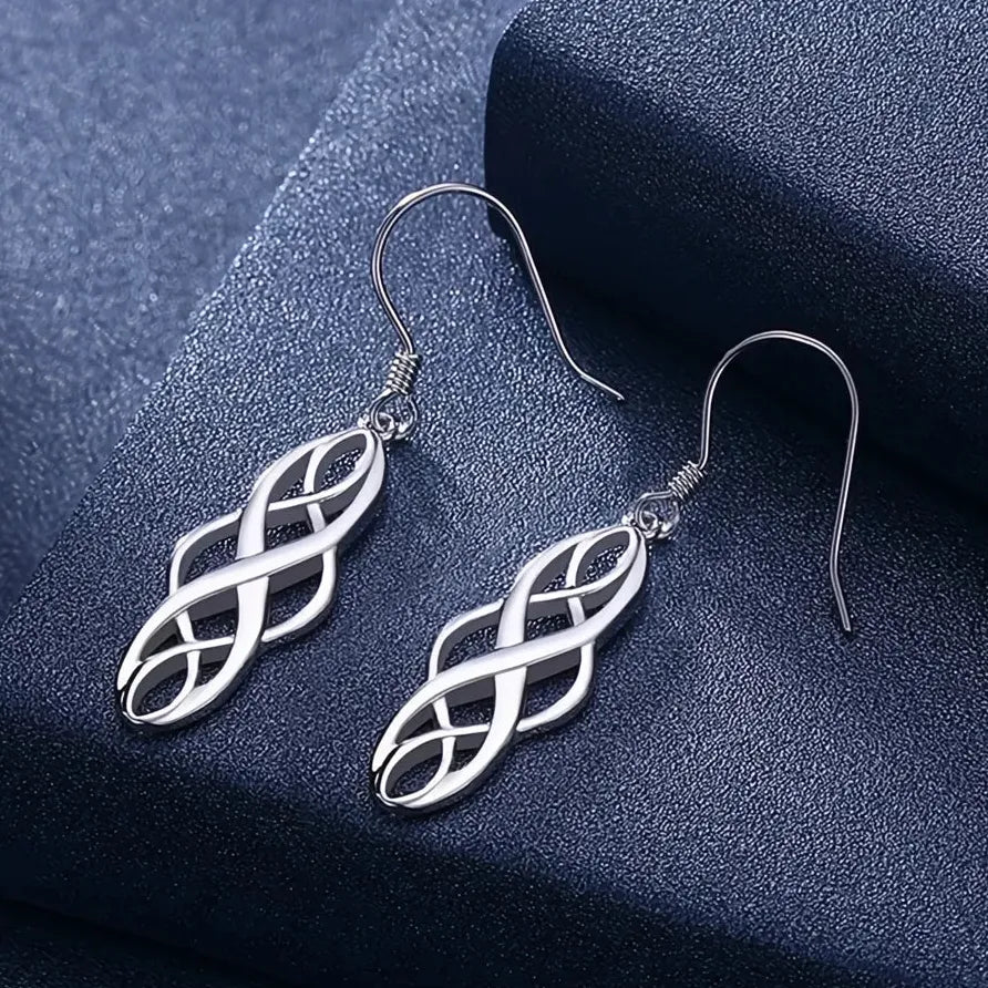 Minimalist Geometric Hollow Silver Metal Dangle Earrings for Women