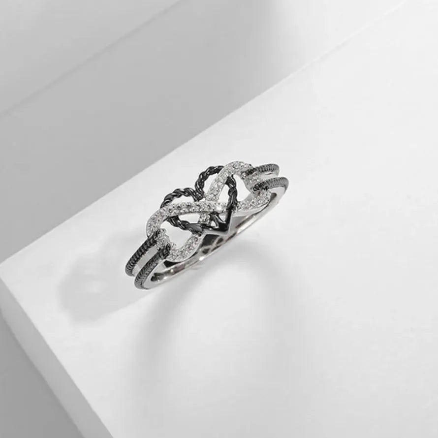 Rose Gold Plated Black Heart Ring Zinc Alloy Valentine's Birthday Gift